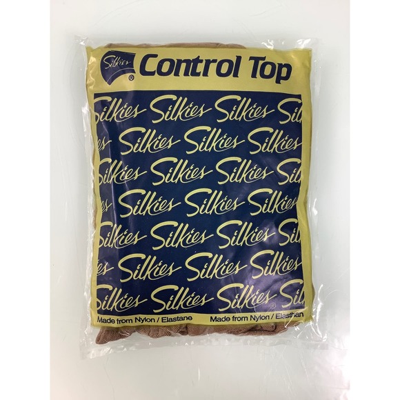 Vintage Silkies Control Top Hose with support legs Beige Size Large NEW - Picture 1 of 2